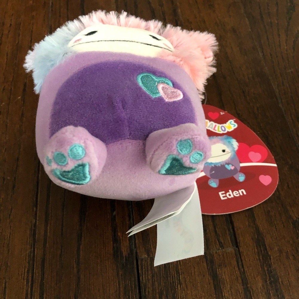 NWT Squishmallows 4.5” Eden the Bigfoot Purple/Blue/Pink w/Heart Embroidery - Picture 3 of 8